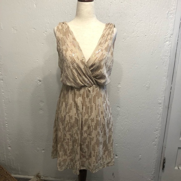 Express Sleeveless Gold Tan Sequin Dress XS - Picture 1 of 8